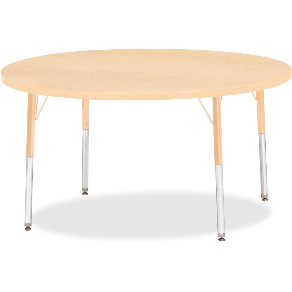 Jonti-Craft Berries Adult Height Maple Top/Edge Round Table - Laminated Round, Maple Top - Four Leg Base - 4 Legs - Adjustable Height - 24" to 31" Adjustment x 1.13" Table Top Thickness x 48" Table To. Picture 1