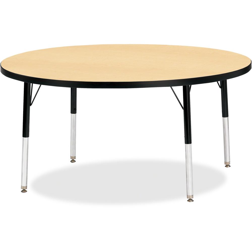 Jonti-Craft Berries Elementary Height Color Top Round Table - Laminated Round, Maple Top - Four Leg Base - 4 Legs - Adjustable Height - 15" to 24" Adjustment x 1.13" Table Top Thickness x 48" Table To. Picture 1