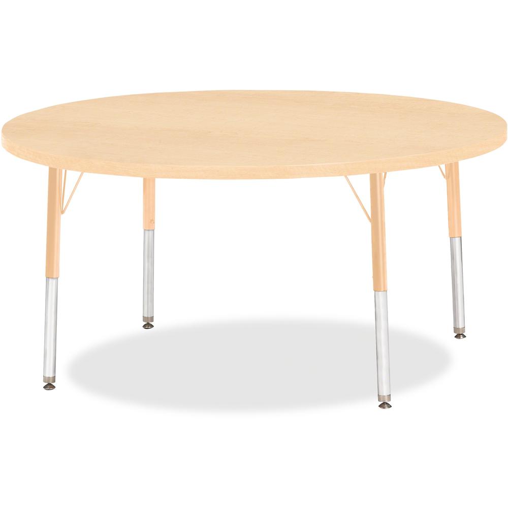 Jonti-Craft Berries Elementary Height Maple Top/Edge Round Table - Laminated Round, Maple Top - Four Leg Base - 4 Legs - Adjustable Height - 15" to 24" Adjustment x 1.13" Table Top Thickness x 48" Tab. Picture 1