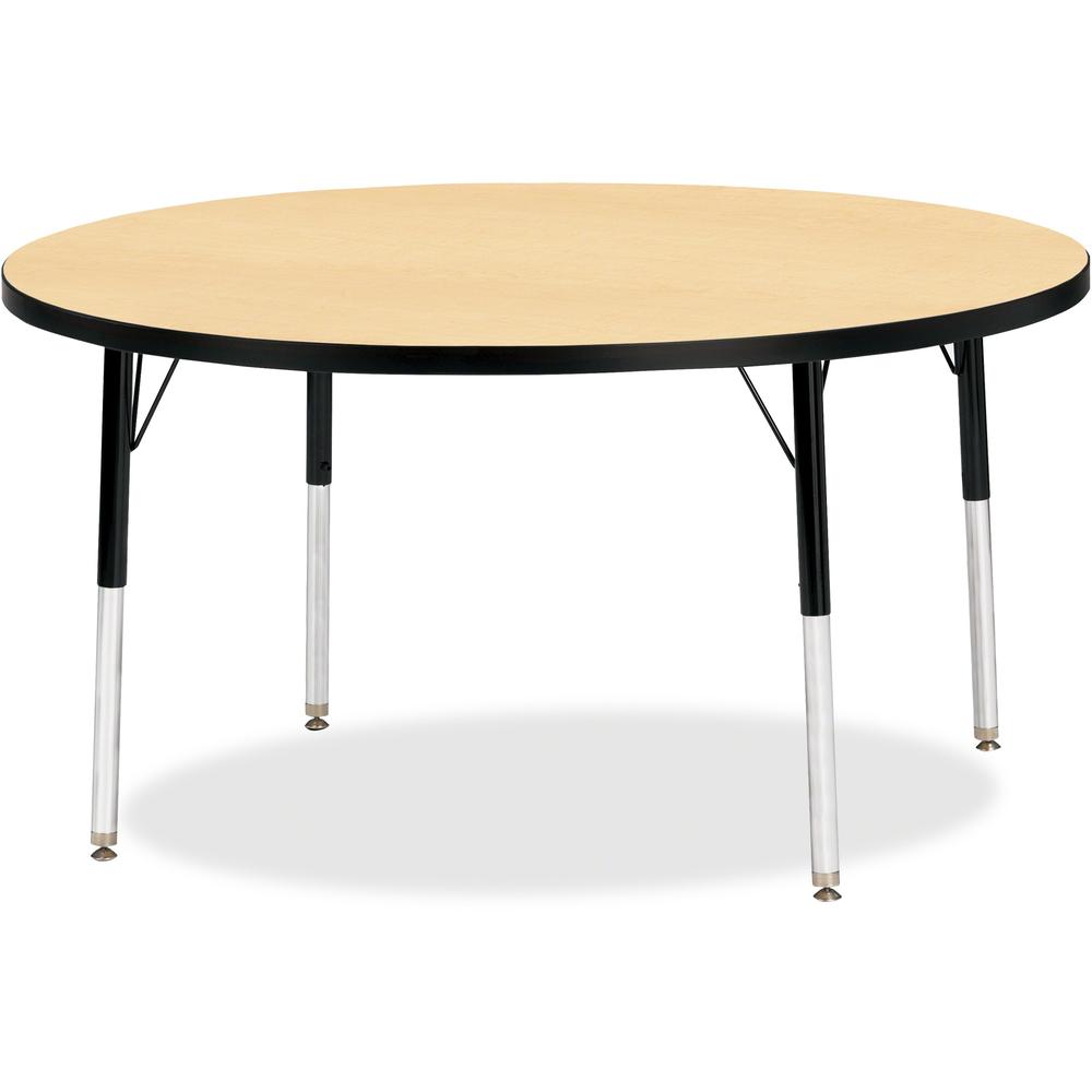 Jonti-Craft Berries Adult Height Color Top Round Table - Laminated Round, Maple Top - Four Leg Base - 4 Legs - Adjustable Height - 24" to 31" Adjustment x 1.13" Table Top Thickness x 48" Table Top Dia. Picture 1