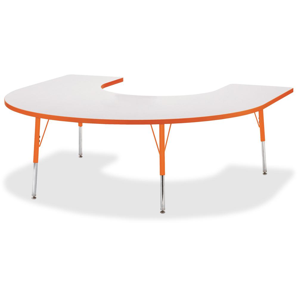 Jonti-Craft Berries Prism Horseshoe Student Table - Laminated Horseshoe-shaped, Orange Top - Four Leg Base - 4 Legs - Adjustable Height - 24" to 31" Adjustment - 66" Table Top Length x 60" Table Top W. Picture 1