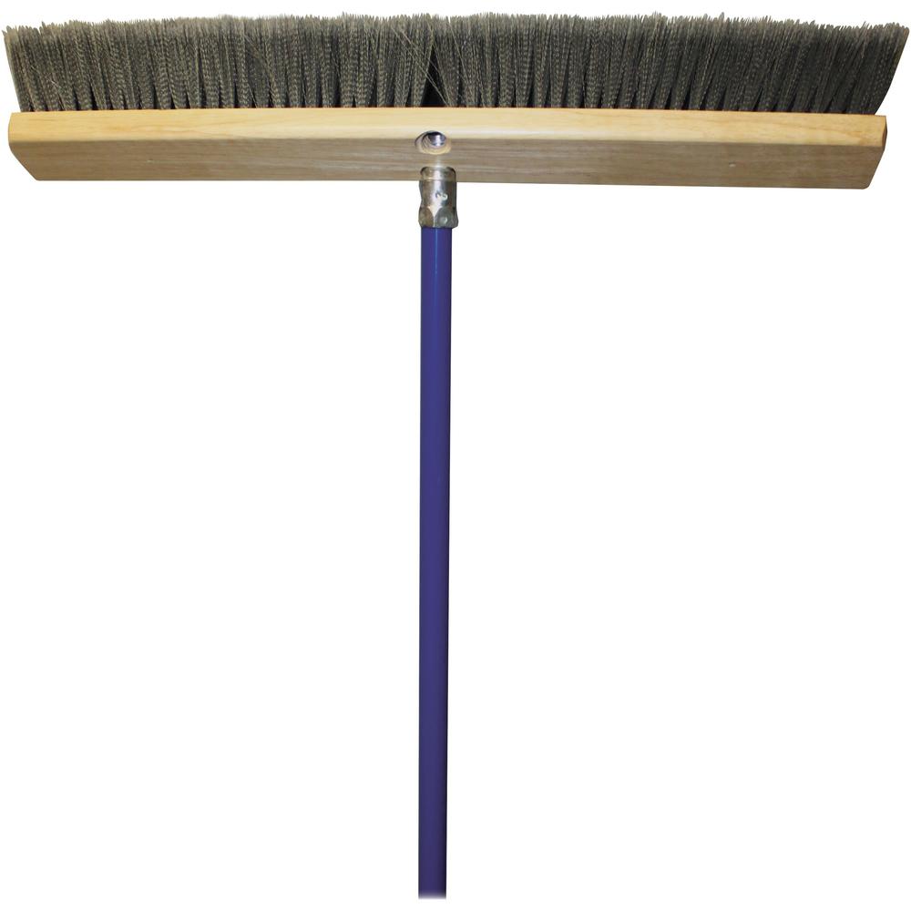 Genuine Joe All-Purpose Sweeper - Polypropylene Bristle - 24" Handle Width x 60" Handle Length - Metal Handle - Gray - 1 Each. Picture 1
