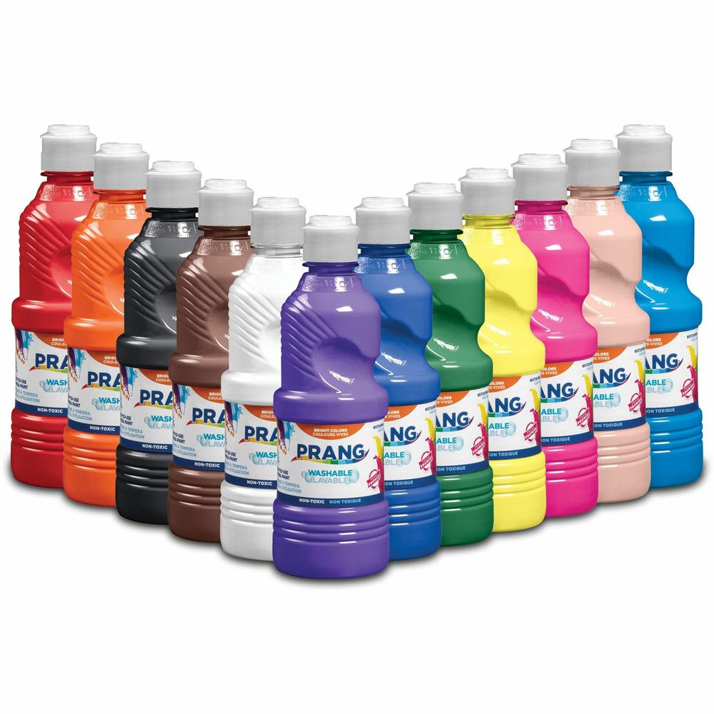 Prang Ultra-washable Tempera Paint - Assorted - 16 oz - Washable - 12 / Box. Picture 1