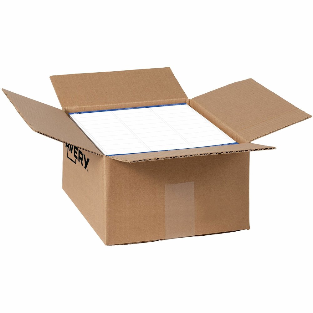 Avery&reg; TrueBlock White Shipping Labels - 1" Width x 2 5/8" Length - Permanent Adhesive - Rectangle - Laser - Matte White - Matte - Paper - 30 / Sheet - 30 Total Sheets - 15000 Total Label(s) - 500. Picture 1