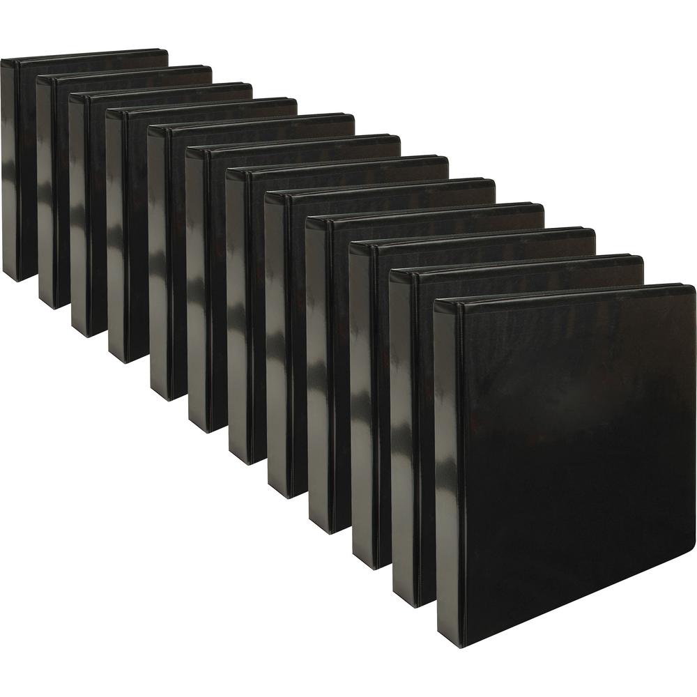 Business Source Round-ring View Binder - 1" Binder Capacity - Letter - 8 1/2" x 11" Sheet Size - 225 Sheet Capacity - Round Ring Fastener(s) - 2 Internal Pocket(s) - Chipboard, Polypropylene - Black -. Picture 1