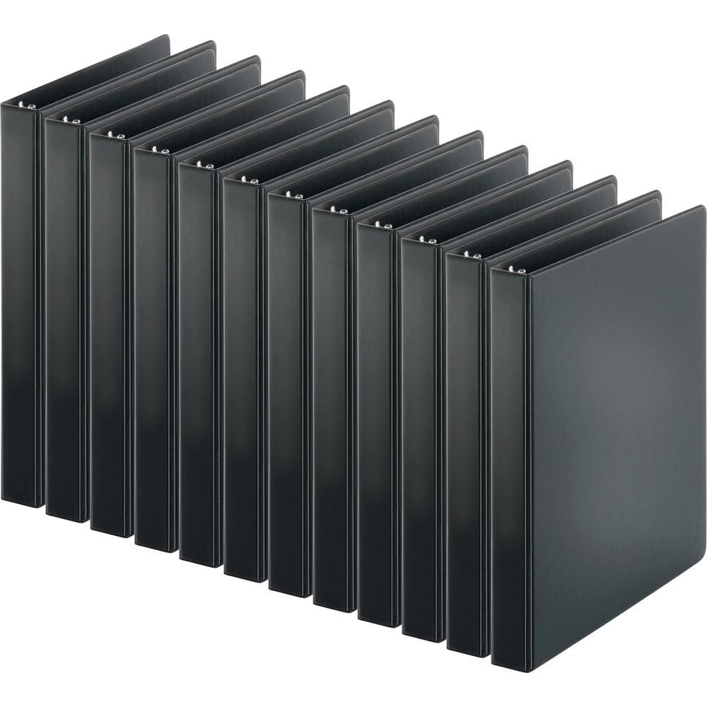 Business Source Basic Round-ring Binder - 1" Binder Capacity - Letter - 8 1/2" x 11" Sheet Size - 3 x Round Ring Fastener(s) - Inside Front & Back Pocket(s) - Chipboard, Polypropylene - Black - 9.60 o. Picture 1