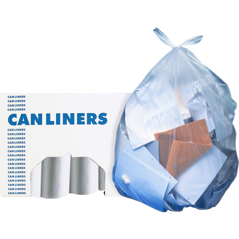 Heritage AccuFit .9mil Clear Can Liners - 55 gal/55 lb Capacity - 53" Length x 40" Width x 0.90 mil (23 Micron) Thickness - Clear - Can - 20/Roll - 5 / Carton. Picture 1