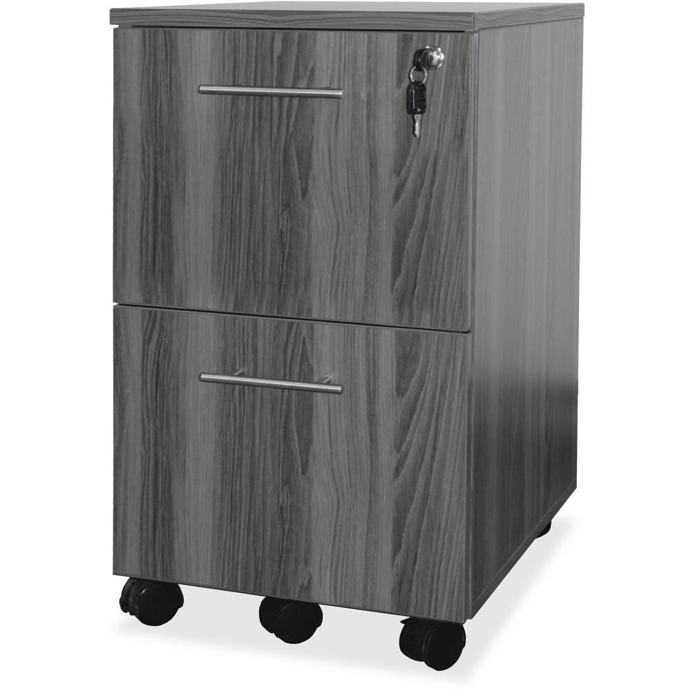 Mayline Gray Laminate File/File Mobile Pedestal File - 26.8" Height x 18" Width x 15.5" Depth - Total Drawer(s): 2 - Material: Steel - Finish: Gray, Laminate - Stain Resistant, Water Resistant, Abrasi. Picture 1