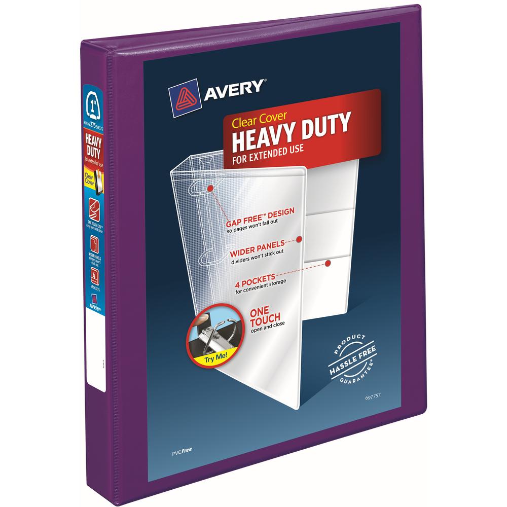 Avery&reg; Heavy-Duty View Binders - Locking One Touch EZD Rings - 1" Binder Capacity - Letter - 8 1/2" x 11" Sheet Size - 275 Sheet Capacity - Ring Fastener(s) - 4 Pocket(s) - Polypropylene - Recycle. Picture 1