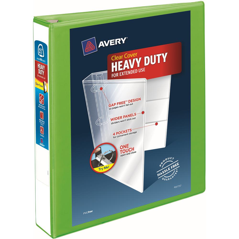 Avery&reg; Heavy-Duty View Binders - Locking One Touch EZD Rings - 1 1/2" Binder Capacity - Letter - 8 1/2" x 11" Sheet Size - 400 Sheet Capacity - Ring Fastener(s) - 4 Pocket(s) - Polypropylene - Rec. Picture 1