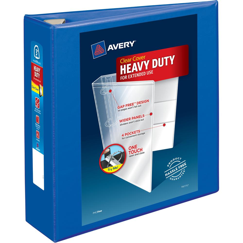Avery&reg; Heavy-Duty View Pacific Blue 3" Binder (79811) - Avery&reg; Heavy-Duty View 3 Ring Binder, 3" One Touch EZD&reg; Rings, 3.5" Spine, 1 Pacific Blue Binder (79811). Picture 1