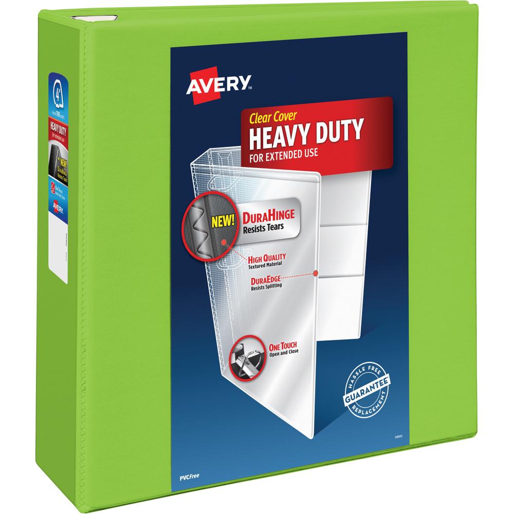 Avery&reg; Heavy-Duty View Chartreuse 4" Binder (79812) - Avery&reg; Heavy-Duty View 3 Ring Binder, 4" One Touch EZD&reg; Rings, 4.5" Spine, 1 Chartreuse Binder (79812). Picture 1