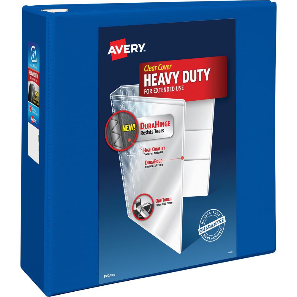 Avery&reg; Heavy-Duty View Pacific Blue 4" Binder (79814) - Avery&reg; Heavy-Duty View 3 Ring Binder, 4" One Touch EZD&reg; Rings, 4.5" Spine, 1 Pacific Blue Binder (79814). Picture 1
