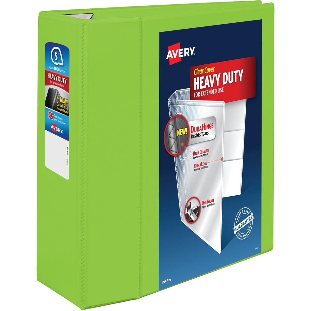 Avery&reg; Heavy-Duty View Chartreuse 5" Binder (79815) - Avery&reg; Heavy-Duty View 3 Ring Binder, 5" One Touch EZD&reg; Rings, 2.3/4.8" Spine, 1 Chartreuse Binder (79815). Picture 1