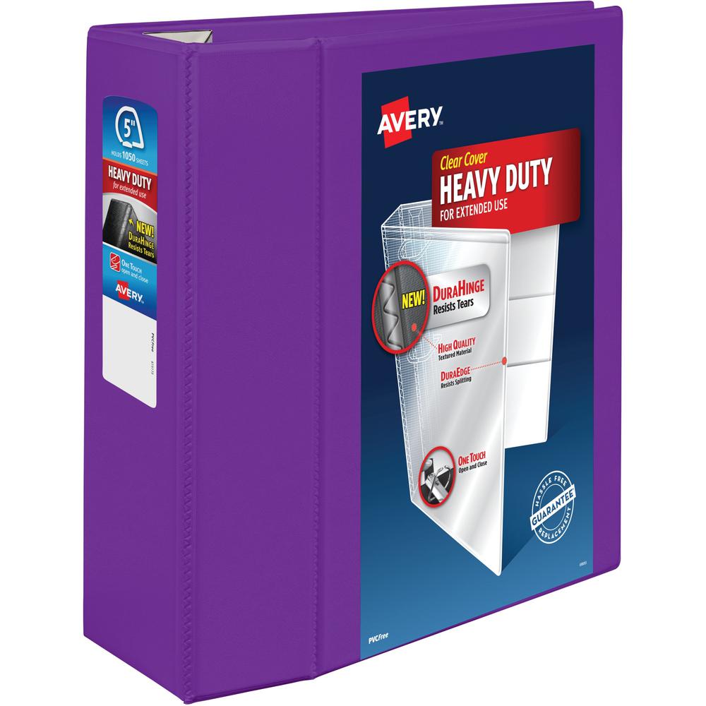Avery&reg; Heavy-Duty View Purple 5" Binder (79816) - Avery&reg; Heavy-Duty View 3 Ring Binder, 5" One Touch EZD&reg; Rings, 2.3/4.8" Spine, 1 Purple Binder (79816). Picture 1