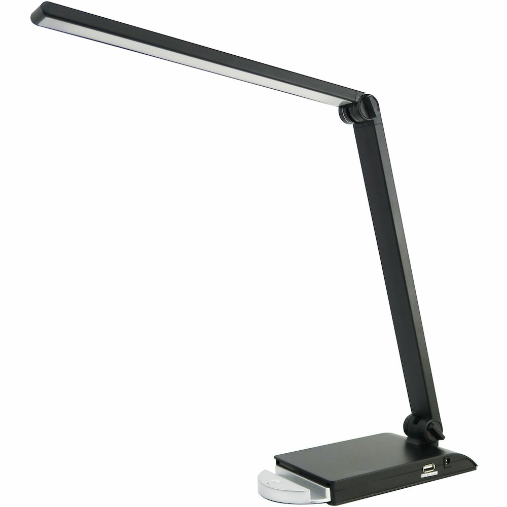 Lorell 8-watt SMD LED Task Light - 8 W LED Bulb - USB Charging, Dimmable - Aluminum, Plastic - Desk Mountable - Black - for Desk, Table, Indoor. Picture 1