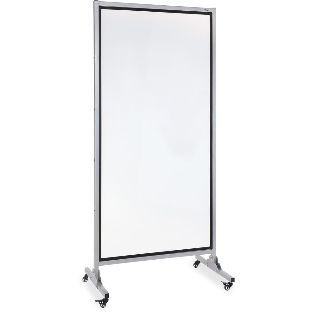 Lorell Double-sided Dry-Erase Easel/Room Divider - 37.5" (3.1 ft) Width x 82.5" (6.9 ft) Height - White Steel Surface - Black Aluminum Frame - Rectangle - Magnetic - Casters - 1 Each. Picture 1