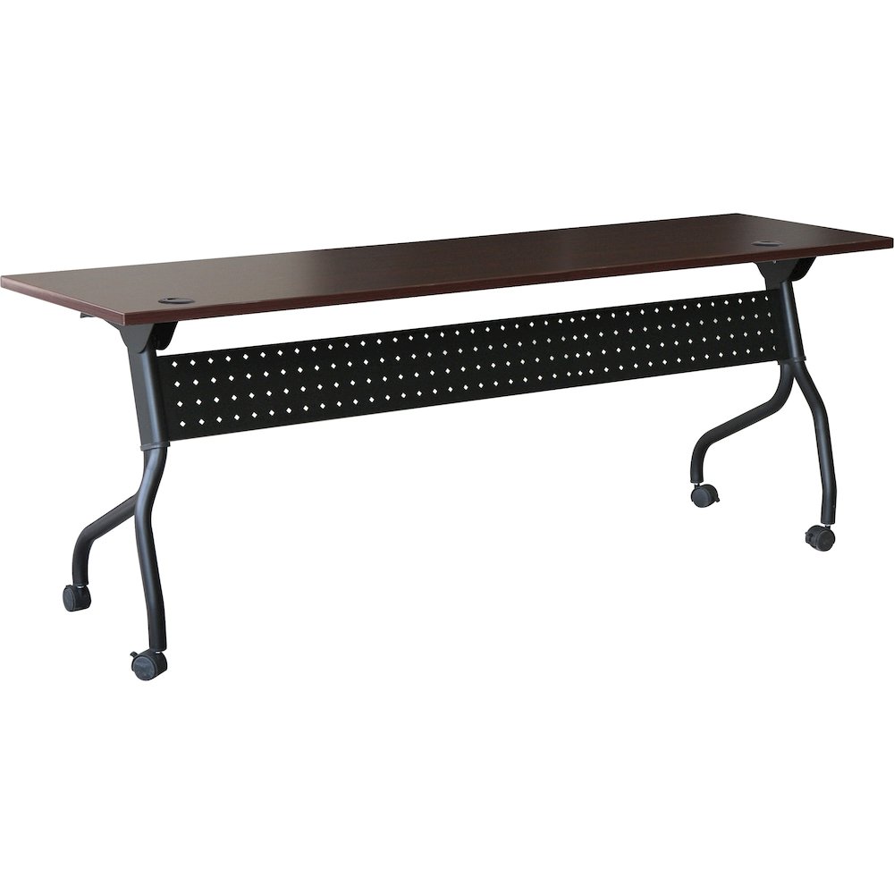 Lorell Flip Top Training Table - Rectangle Top - Four Leg Base - 4 Legs - 72" Table Top Width x 23.60" Table Top Depth - 29.50" Height x 70.88" Width x 23.63" Depth - Assembly Required - Black, Mahoga. Picture 1