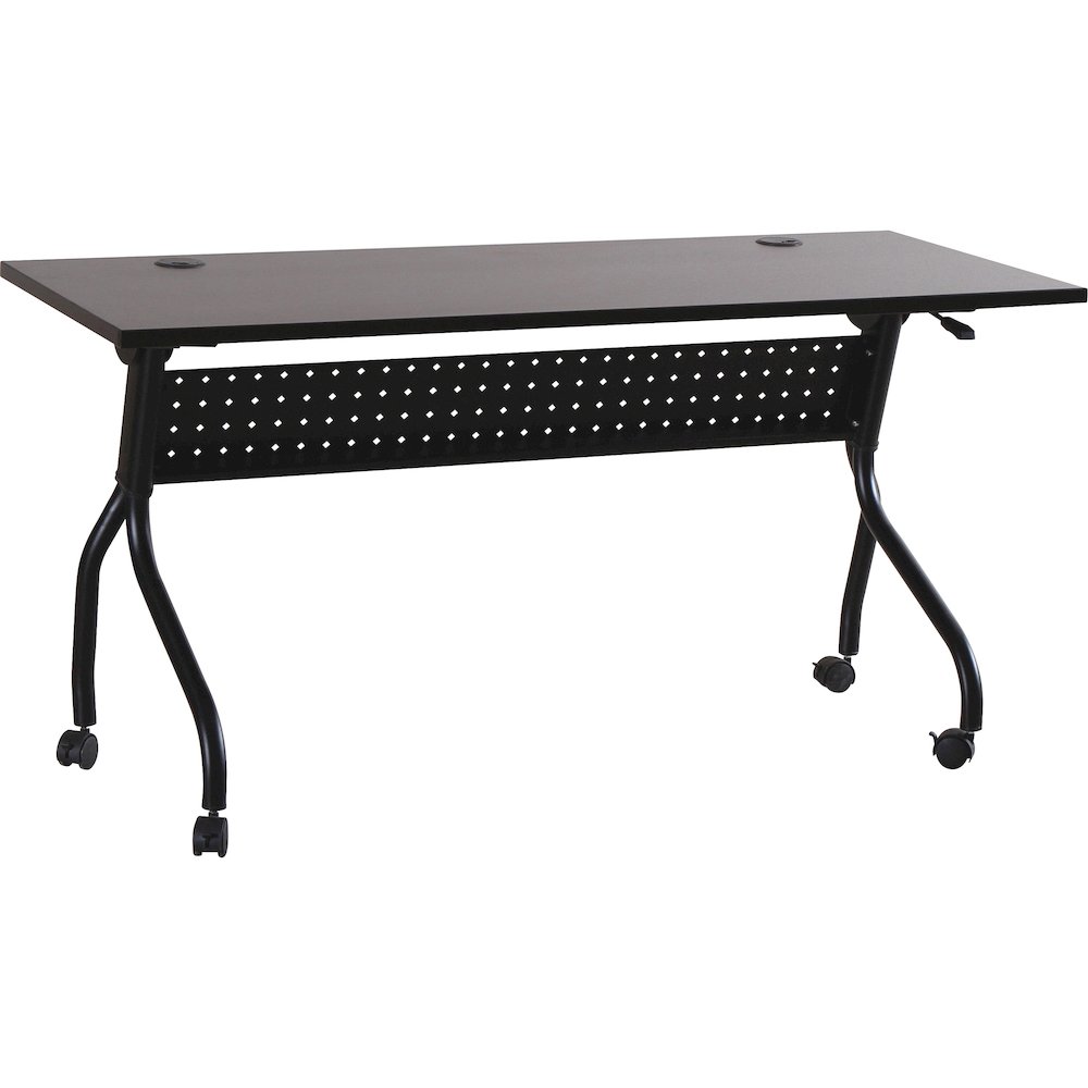Lorell Flip Top Training Table - Rectangle Top - Four Leg Base - 4 Legs - 60" Table Top Width x 23.50" Table Top Depth - 29.50" Height x 59" Width x 23.63" Depth - Assembly Required - Espresso, Black . Picture 1