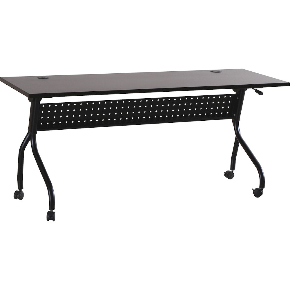 Lorell Flip Top Training Table - Rectangle Top - Four Leg Base - 4 Legs - 72" Table Top Width x 23.50" Table Top Depth - 29.50" Height x 70.88" Width x 23.63" Depth - Assembly Required - Espresso, Bla. Picture 1