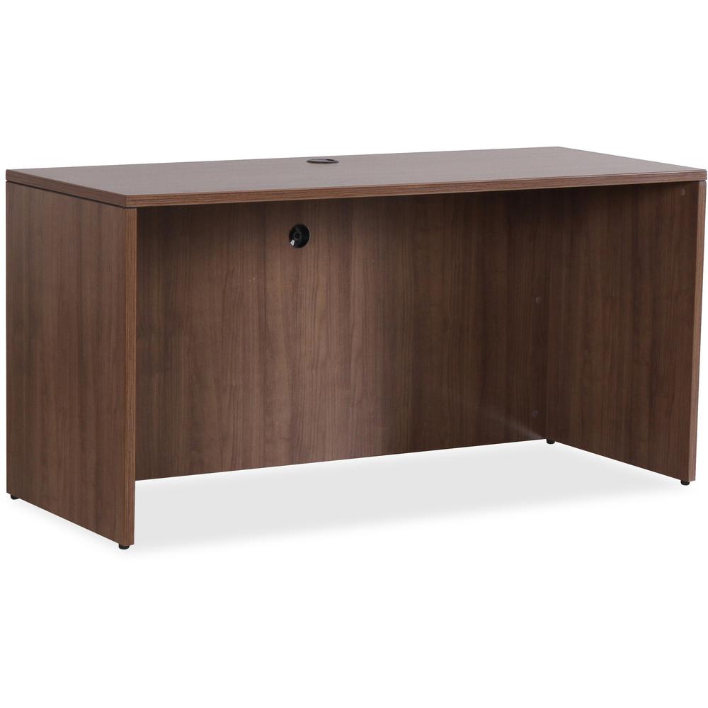 Lorell Essentials Series Credenza Shell - 29.5" Height x 66.1" Width x 23.6" Depth Credenza, 1" Thickness Top, 3.8" Thickness Drawer Pull - Walnut, Laminate Table Top - Durable, Grommet, Cord Manageme. Picture 1