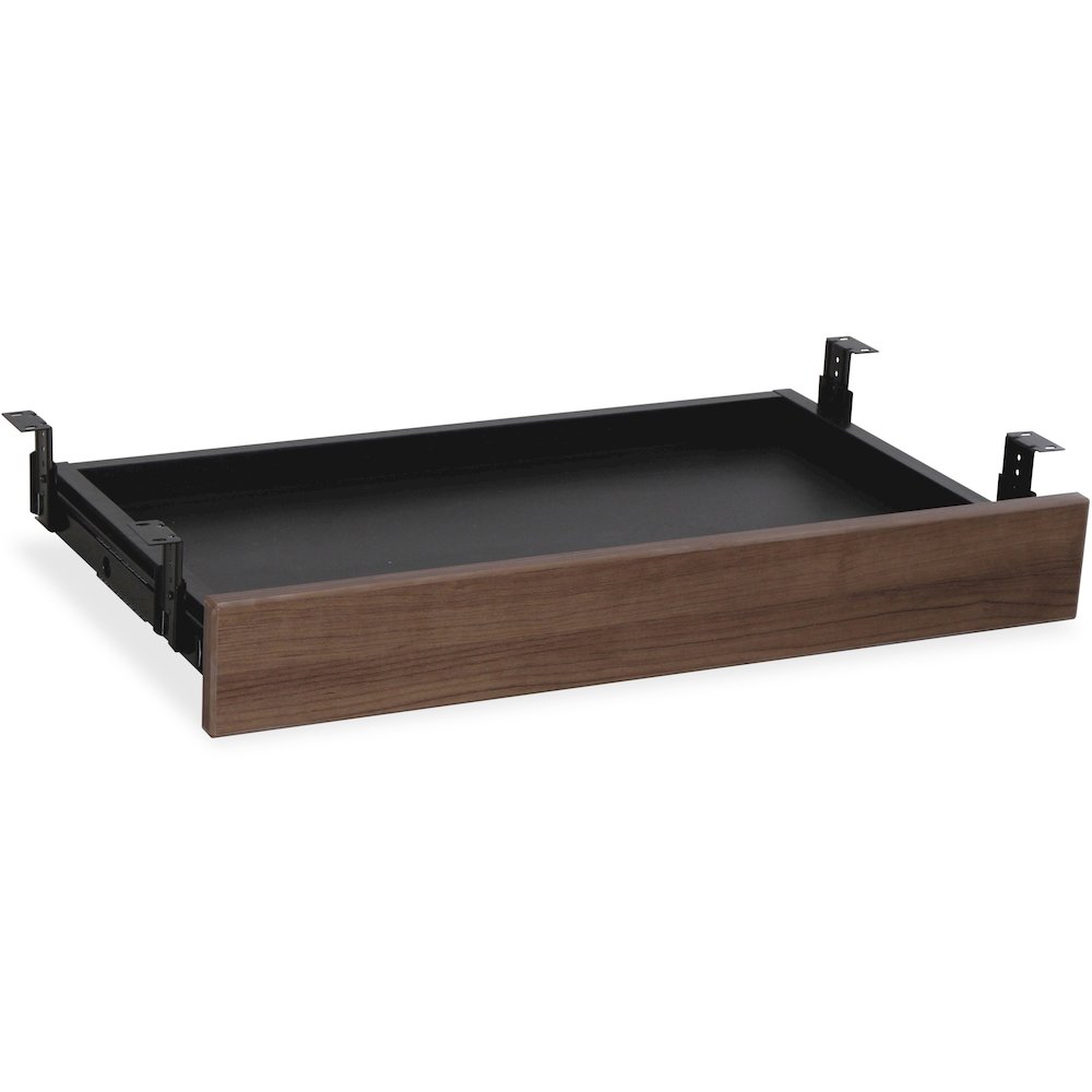 Lorell Universal Center Drawer - 28.35" Length x 16.73" Width x 5.12" Height - Durable - MFC, Polyvinyl Chloride (PVC), Steel - Walnut, Laminate - 1 Each. Picture 1