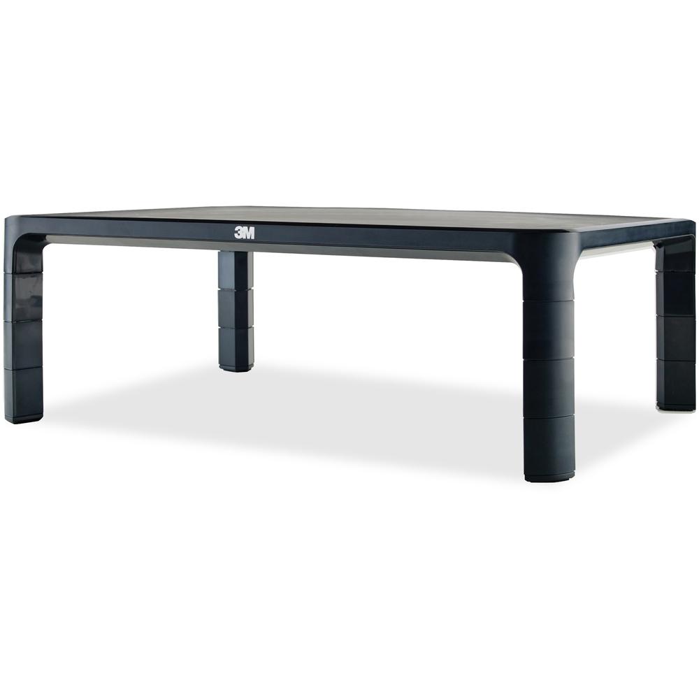 3M Adjustable Monitor Stand for Monitors and Laptops - 20 lb Load Capacity - 5.5" Height x 16" Width x 12" Depth - Desktop - Silver, Black. Picture 1