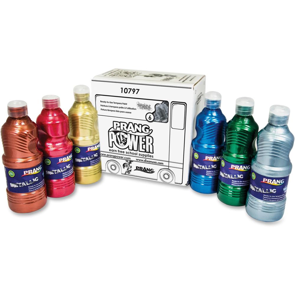 Washable Ready-to-Use Tempera Paint, 16 oz, Metallic, 6 Colors. Picture 1