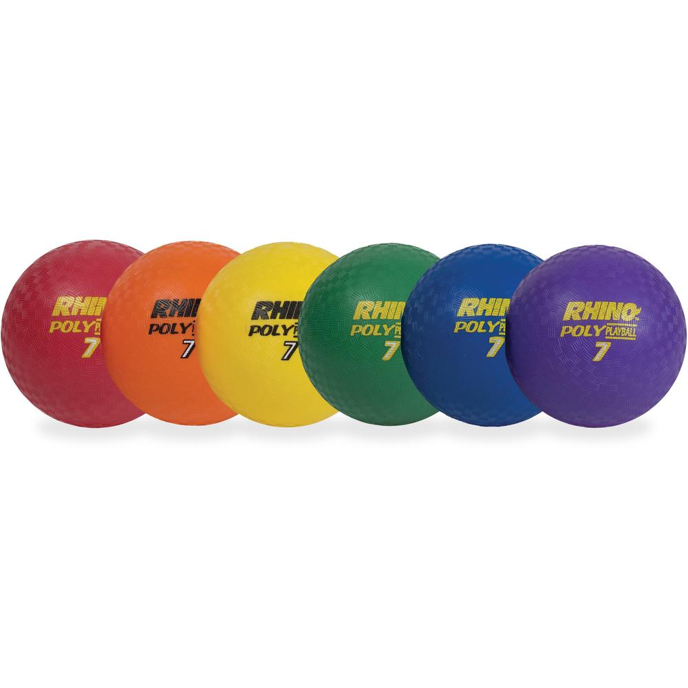 Champion Sports Poly Playground Ball Set - 8.50" - Red, Orange, Yellow, Green, Blue, Purple - 6 / Set. Picture 1