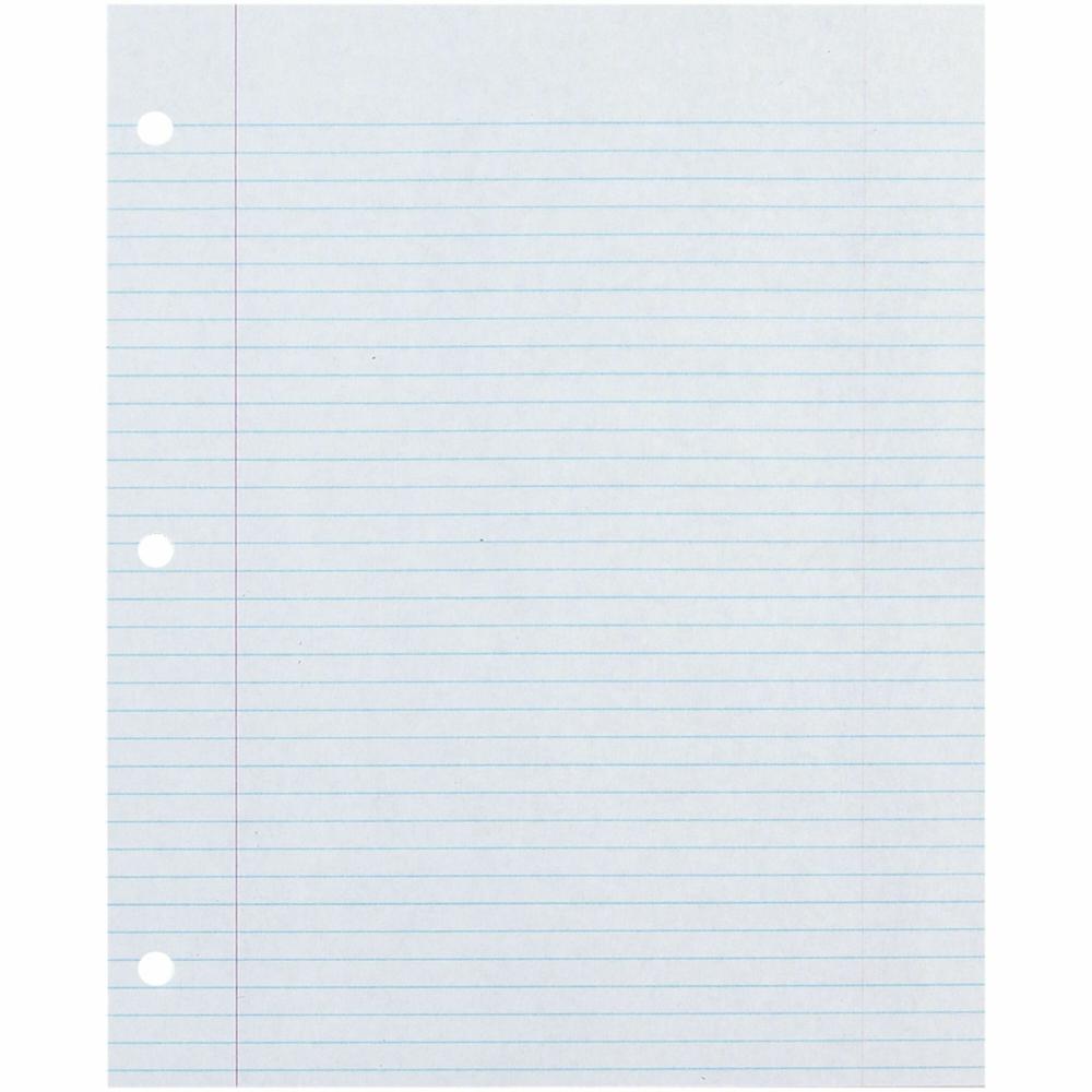Decorol Recycled Filler Paper - 500 Sheets - Printed - College Ruled - Red Margin - 3 Hole(s) - Letter 8.5" x 11" - White Paper - 500 / Pack - 100% Recycled. Picture 1