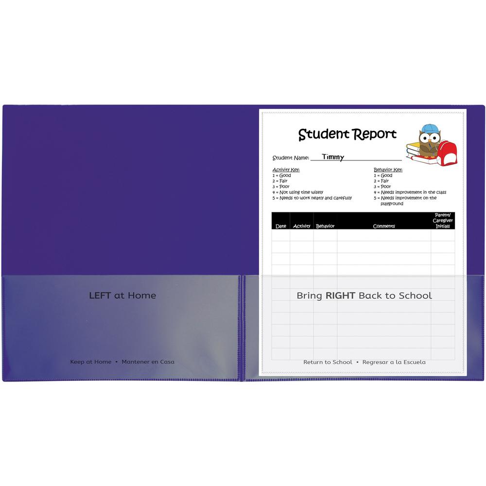 C-Line Classroom Connector Letter Report Cover - 8 1/2" x 11" - 2 Internal Pocket(s) - Purple - 25 / Box. Picture 1