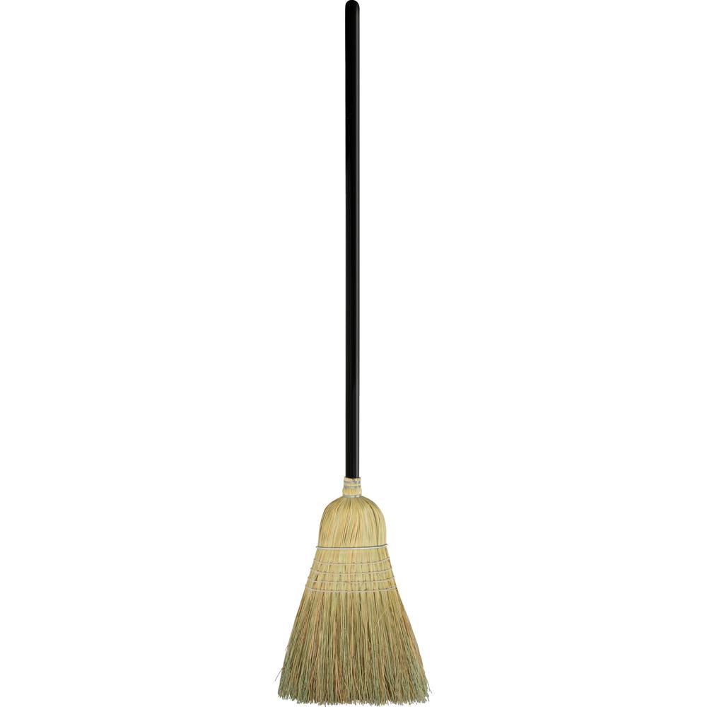 Genuine Joe Warehouse Broom - Corn Fiber Bristle - 38" Handle Length - Lacquered Wood Handle - 1 Each - Natural. Picture 1