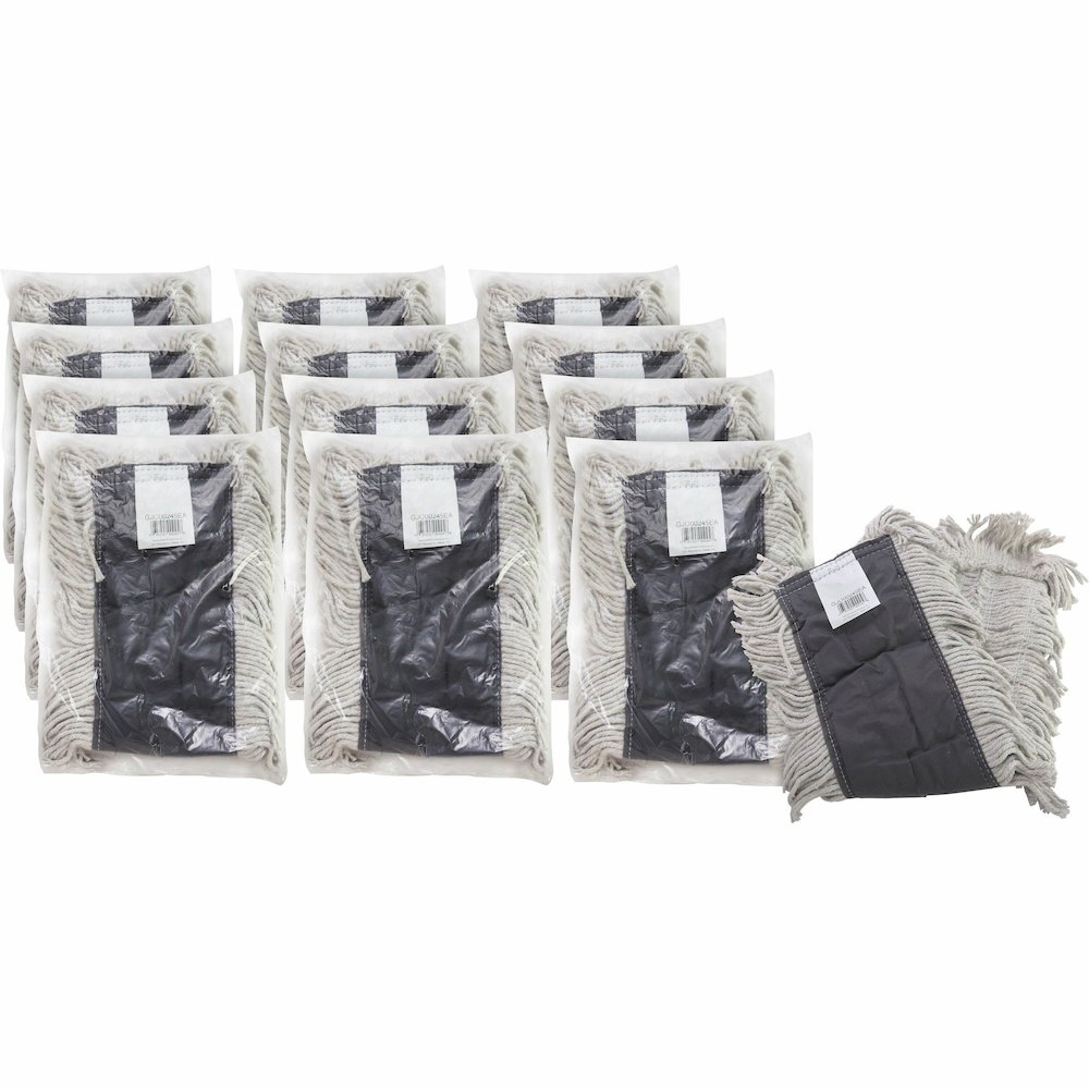 Genuine Joe Disposable Dust Mop Refill - 5" Width x 24" Length - Disposable, Fray Resistant, Quick Drying, Absorbent, Durable, 4-ply Yarn, Cut Ends - Cotton - Natural - 12 / Carton. Picture 1