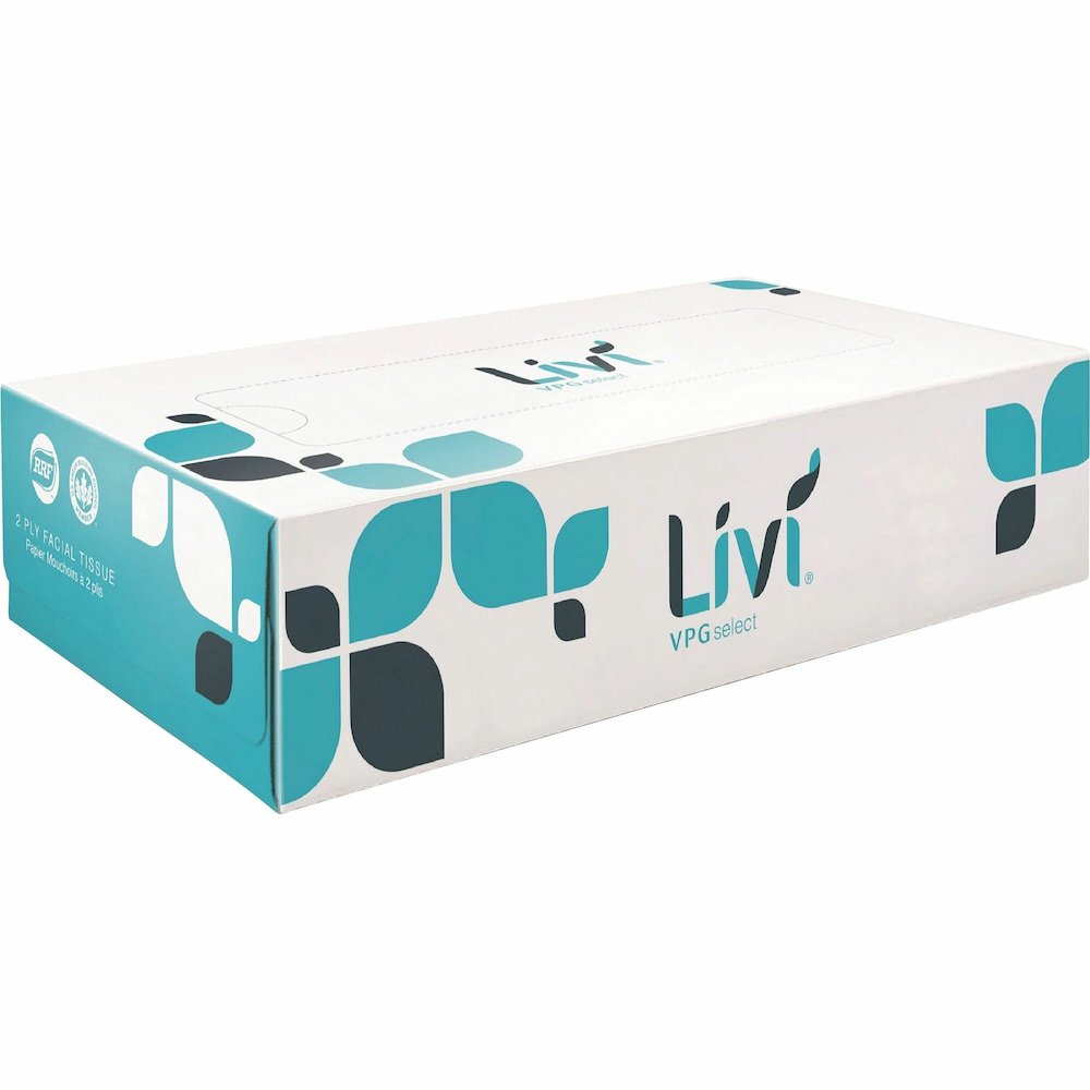 Livi Solaris Paper 2-ply Facial Tissue - 2 Ply - 8.37" Width x 8.07" Length - White - Virgin Fiber - 100/Box - 30 / Carton. Picture 1