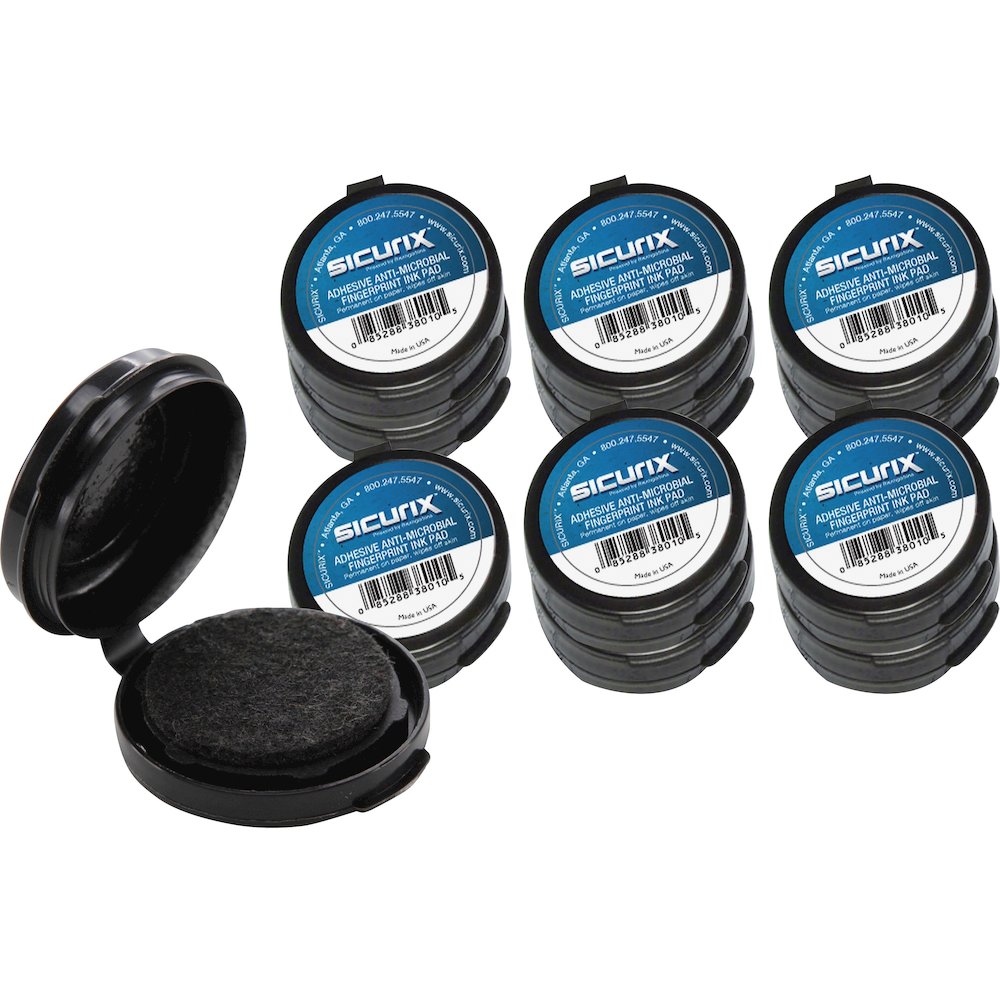 SICURIX Adhesive Fingerprint Ink Pads - 0.5" Height x 1.5" Width x 1.5" Depth - Black Ink - Black - 12 / Carton. Picture 1