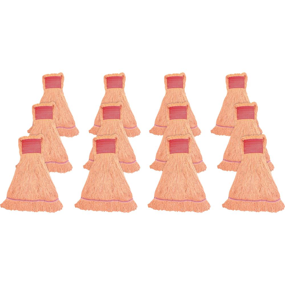 Genuine Joe Synthetic Blend Large Mophead - Rayon, Cotton - Orange - 12 / Carton. Picture 1