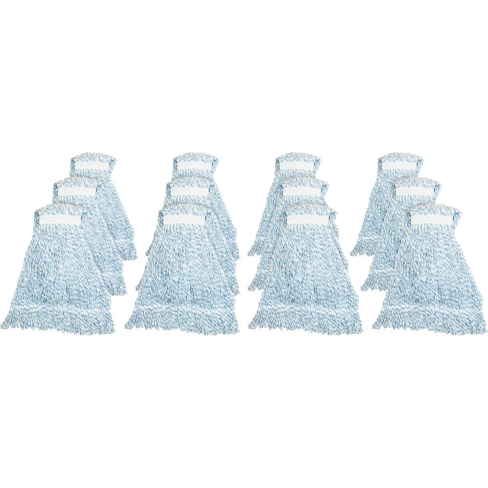 Genuine Joe Blue Stripes Hygrade Rayon Mophead - Medium - Rayon - 12 / Carton. Picture 1