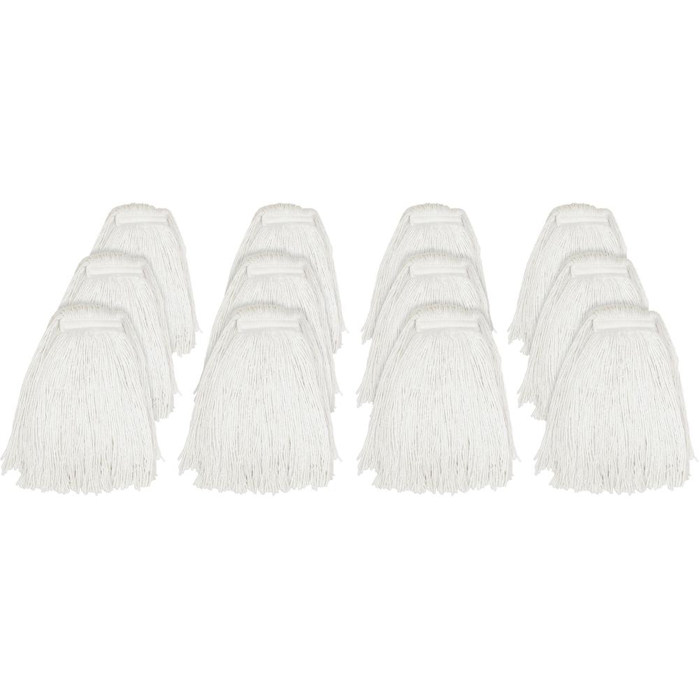 Genuine Joe Cut End Mophead - #24 - 4-ply, Cut Ends, Narrow Headband, Absorbent, Mildew Resistant - Rayon - Natural - 1.25 lb - 12 / Carton. Picture 1