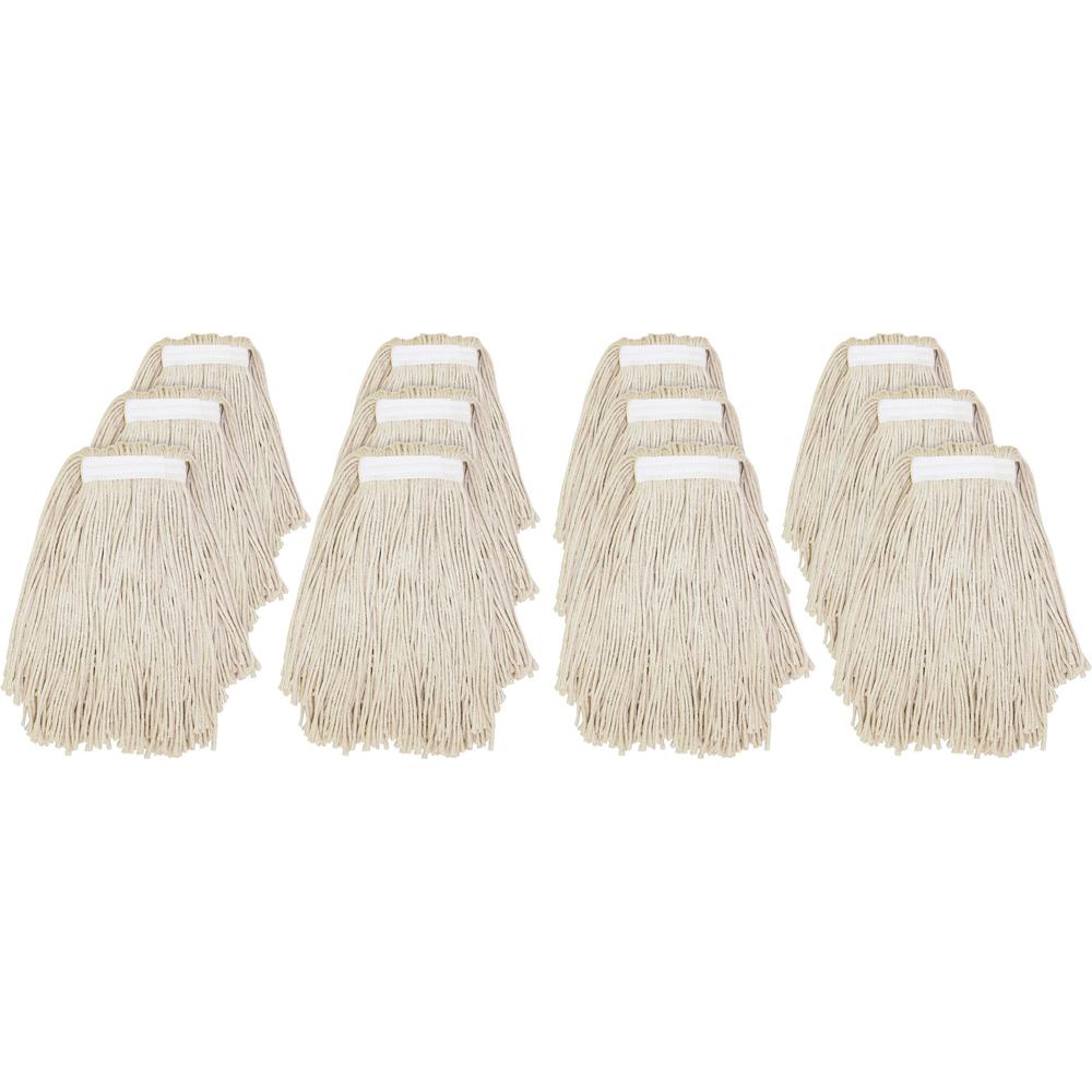 Genuine Joe Narrow Band Mophead - Cotton - Natural - 12 / Carton. Picture 1
