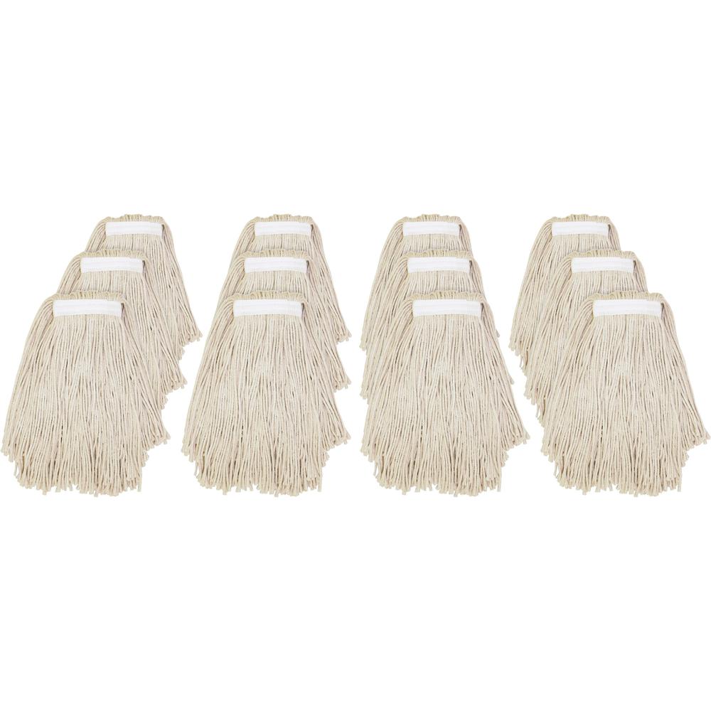 Genuine Joe Narrow Band Mophead - Cotton - Natural - 12 / Carton. Picture 1