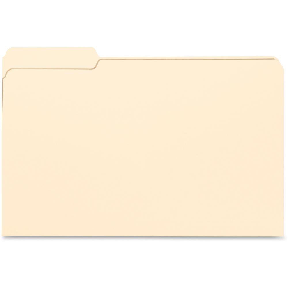 Business Source 1/3 Tab Cut Legal Recycled Top Tab File Folder - 8 1/2" x 14" - 3/4" Expansion - Manila - 10% Recycled - 100 / Box. Picture 1