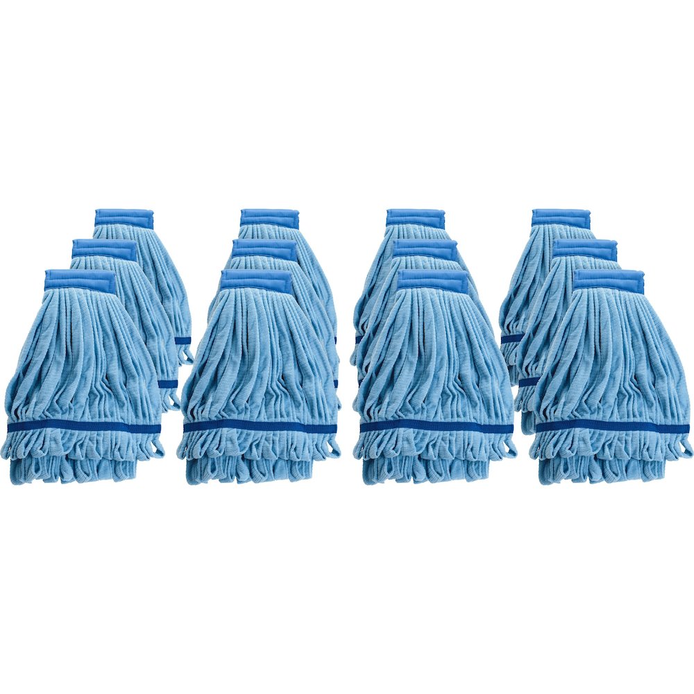 Genuine Joe Microfiber Wet Mophead Refill - Small - Absorbent, Launderable, Durable - MicroFiber - Blue - 12 / Carton. Picture 1