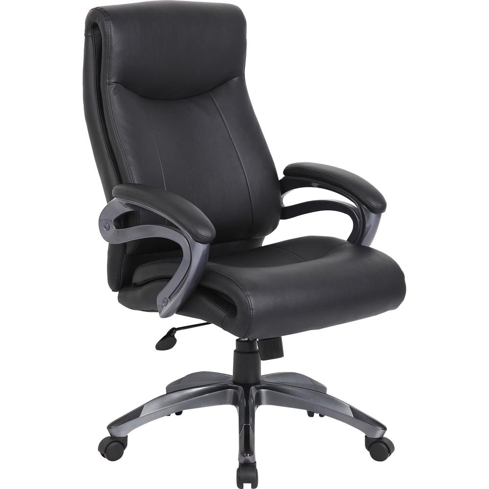 Boss B8661 Executive Chair - Black LeatherPlus Seat - Gray Leather Back - Black, Gray Nylon Frame - 5-star Base - 1 Each. Picture 1