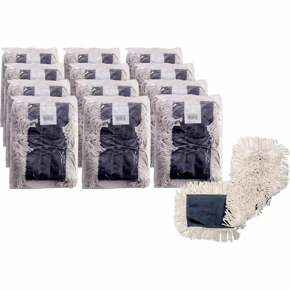 Genuine Joe Disposable Dust Mop Refill - 5" Width x 36" Length - Disposable, 4-ply, Looped Ends, Quick Drying, Fray Resistant, Absorbent, Durable, 4-ply Yarn - Synthetic, Cotton - Natural - 12 / Carto. Picture 1