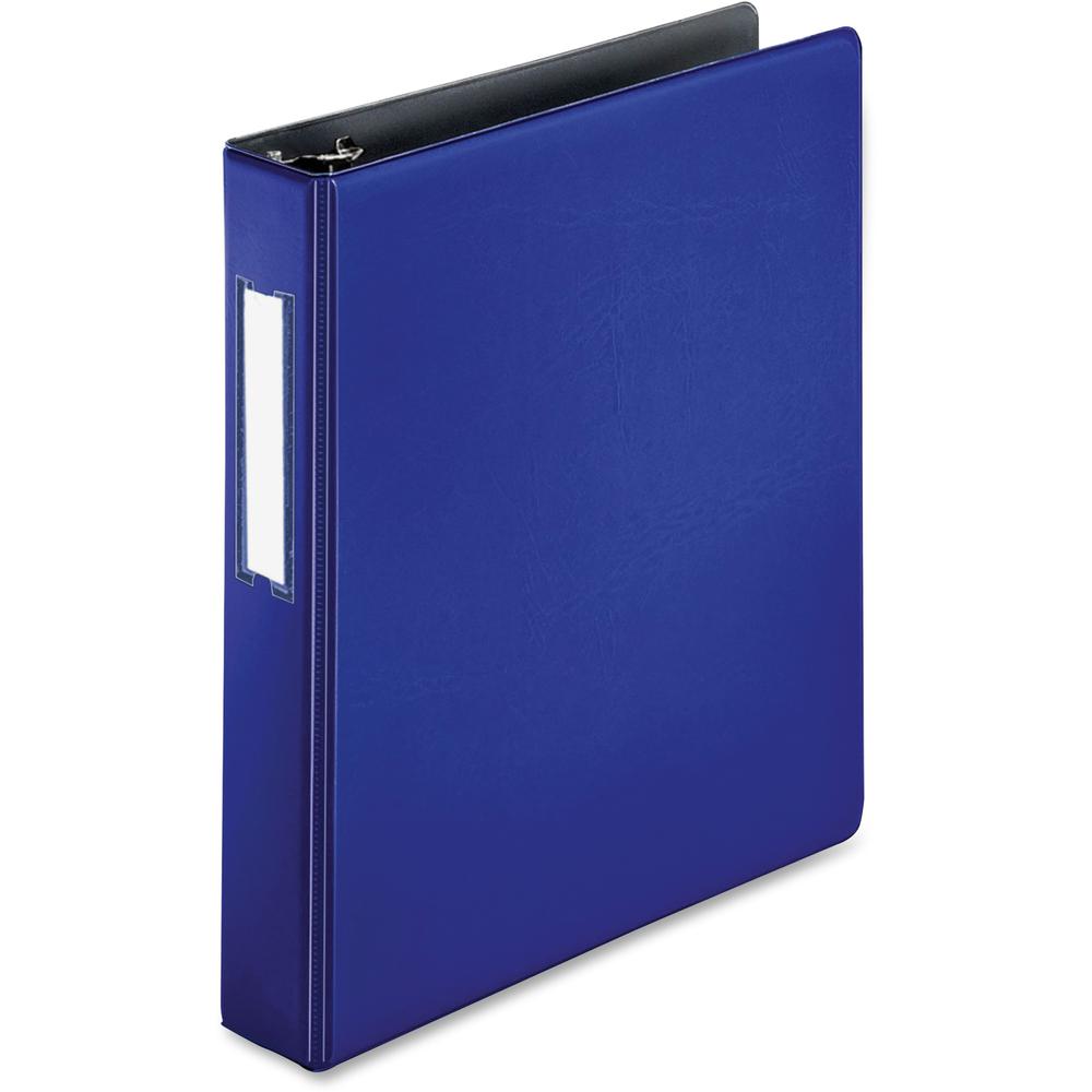 Business Source 1.5" D-Ring Binder - 1 1/2" Binder Capacity - 375 Sheet Capacity - Slant D-Ring Fastener(s) - Internal Pocket(s) - Blue - Lay Flat, Label Holder - 1 Each. Picture 1