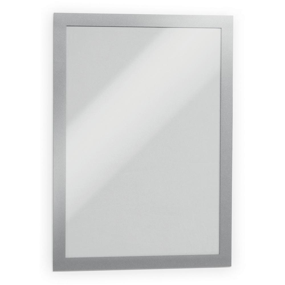 DURABLE&reg; DURAFRAME&reg; Self-Adhesive Magnetic Letter Sign Holder - Horizontal or Vertical, 9.5" x 12" Frame Size - Holds 8.5" x 11" Insert, 2 -Pack, Silver. Picture 1