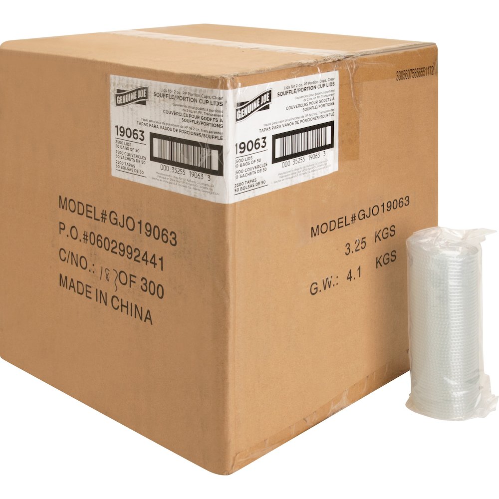 Genuine Joe Portion Cup Lid - Transparent, Clear - 50/Bag - 50 / Carton. Picture 1
