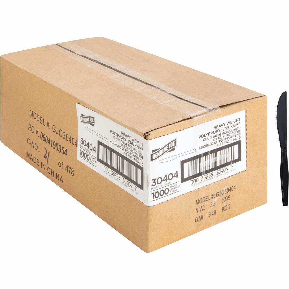 Genuine Joe Heavyweight Knife - 1 Piece(s) - 1000/Carton - Knife - 1 x Knife - Disposable - Textured - Black. Picture 1