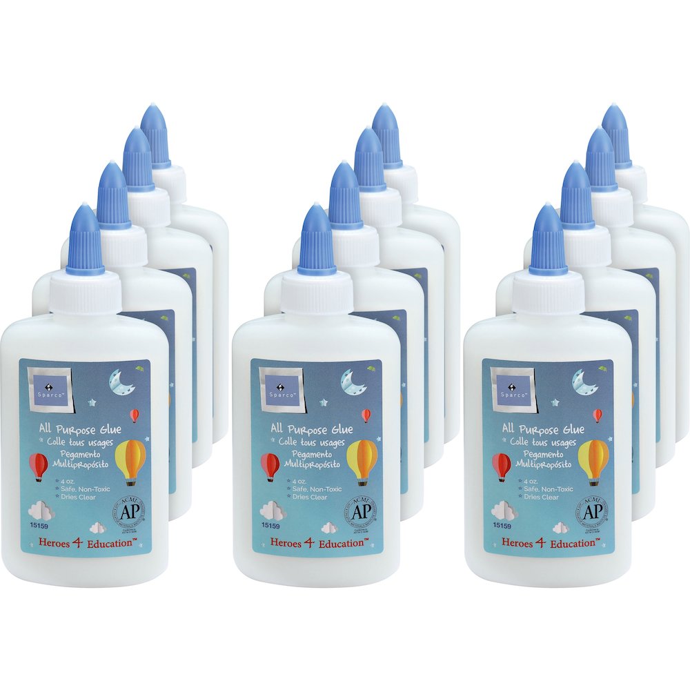 Sparco Washable School Glue - 4 fl oz - White - 12 / Box. Picture 1