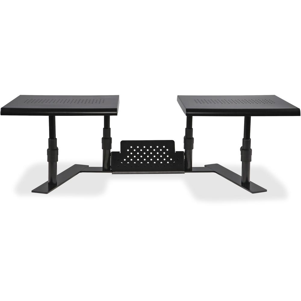 Allsop Metal Art ErgoTwin Height Adjustable Dual Monitor Stand - (31883) - 20 lb Load Capacity - 8.4" Height x 32" Width x 14" Depth - Desktop - Steel - Pearl Black. Picture 1